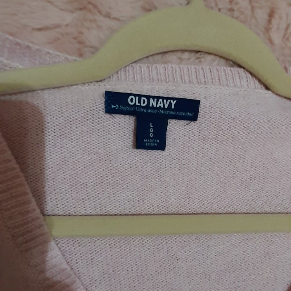 Old Navy Soft, Pink Cotton/Acrylic Sweater, Sz L, Long Sleeve, Scoop Neck - Picture 2 of 2